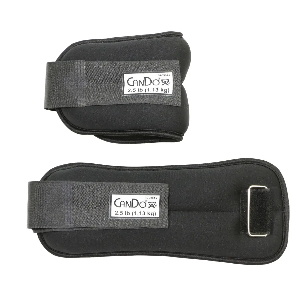 CANDO Adjustable Wrist Weights 5 lbs Set - Black, Functional, Slip-Proof Hook-Loop Straps, Padded Fabric, Snug Closure, Unisex, Core Training, Ankle & Wrist Use, Tone Arms, Boost Strength