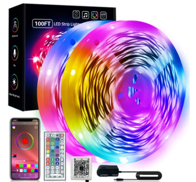 Smart 10Ft LED Strip Lights, App Controlled Music Sync RGB Color Changing LED Light Strip with Timer, Dimmable Rainbow Backlight for Bedroom Home Decoration