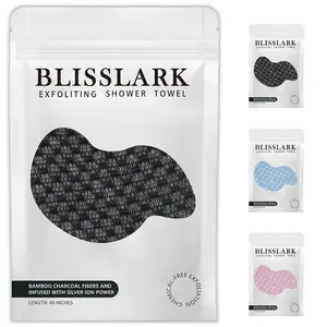 48" Exfoliating Shower Towel Premium Scrub Wash Cloth for Body Face, Exfoliating Washcloth for Men and Women (Black)