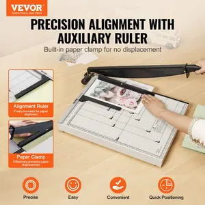 VEVOR Paper Cutter, Guillotine Trimmer, 18 Cut Length, 15 Sheets Capacity, Heavy Duty Guillotine Paper Cutter with Guard Rail/Blade Lock for Cardstock/Cardboard, Paper Trimmer for Home Office School