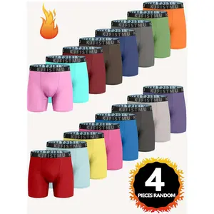 KJFISTMU 4pcs Solid-Color Men's Boxer Briefs Soft Comfortable Breathable for Daily Home Office Wear Classic Durable Lightweight Underwear Plain Fabric