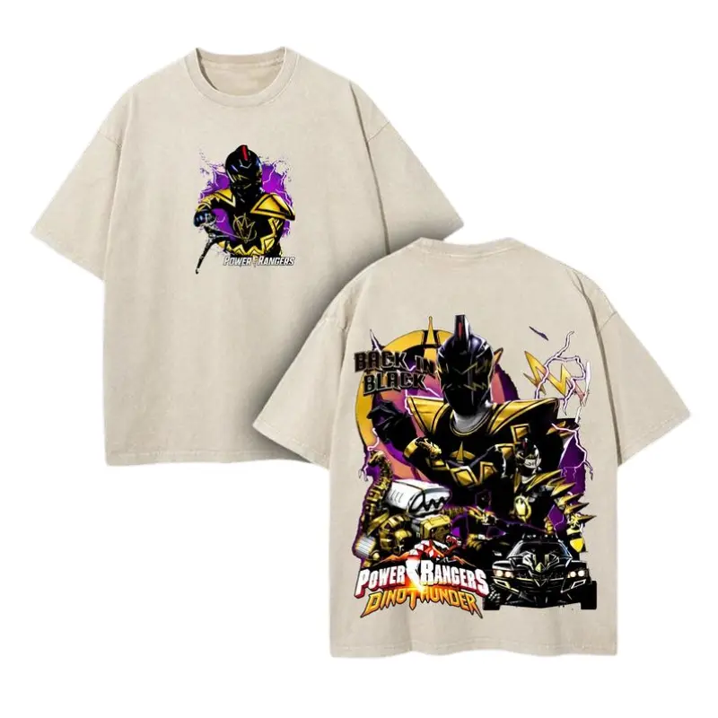 Power Rangers Dino Thunder Vintage Tee Shirt, Black Ranger Graphic Shirt Fashion Cotton, Full Colors, Full Sizes, For Men, For Women