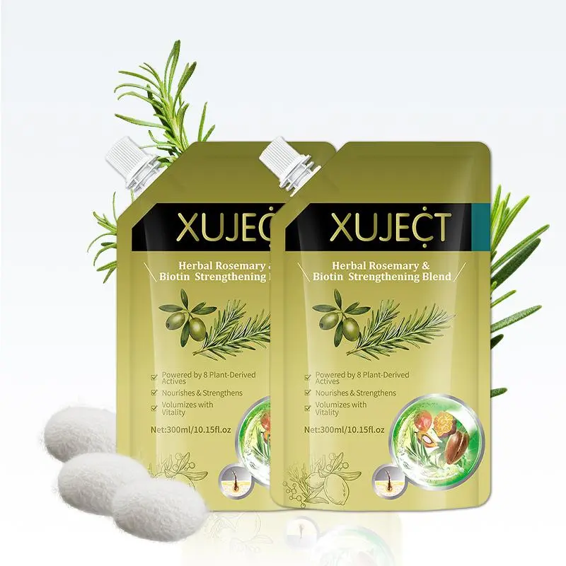 XUJECT Herbal Rosemary & Biotin Strengthening Shampoo 210ml Winter Hair Care for Thicker Healthier Hair with Ginseng Ginger Jojoba Oil Gentle Daily Use Buy 1 Get 1 Free Hair Thickening Conditioner Moisturizing