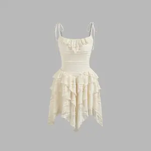 Cider [size 0-10] Lace Square Neck Layered Knotted Mini Dress SwimWeek