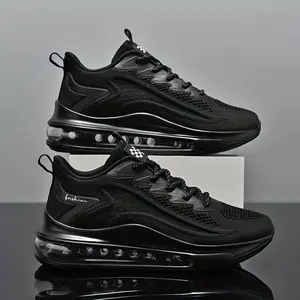Plus Size Men's Air-Cushion Sneakers Non-Slip Comfort-Fit All-Season Sports & Casual Shoes Running Black Athletic Runner