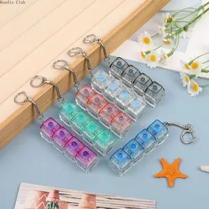 Light-Up Mechanical Keyboard Fidget Toy - Transparent Keychain Fidgets, Funky Unique Accessories, Click Button Backpack Charm, Stress Relief Desk Gadget for Daily Use & Gifting