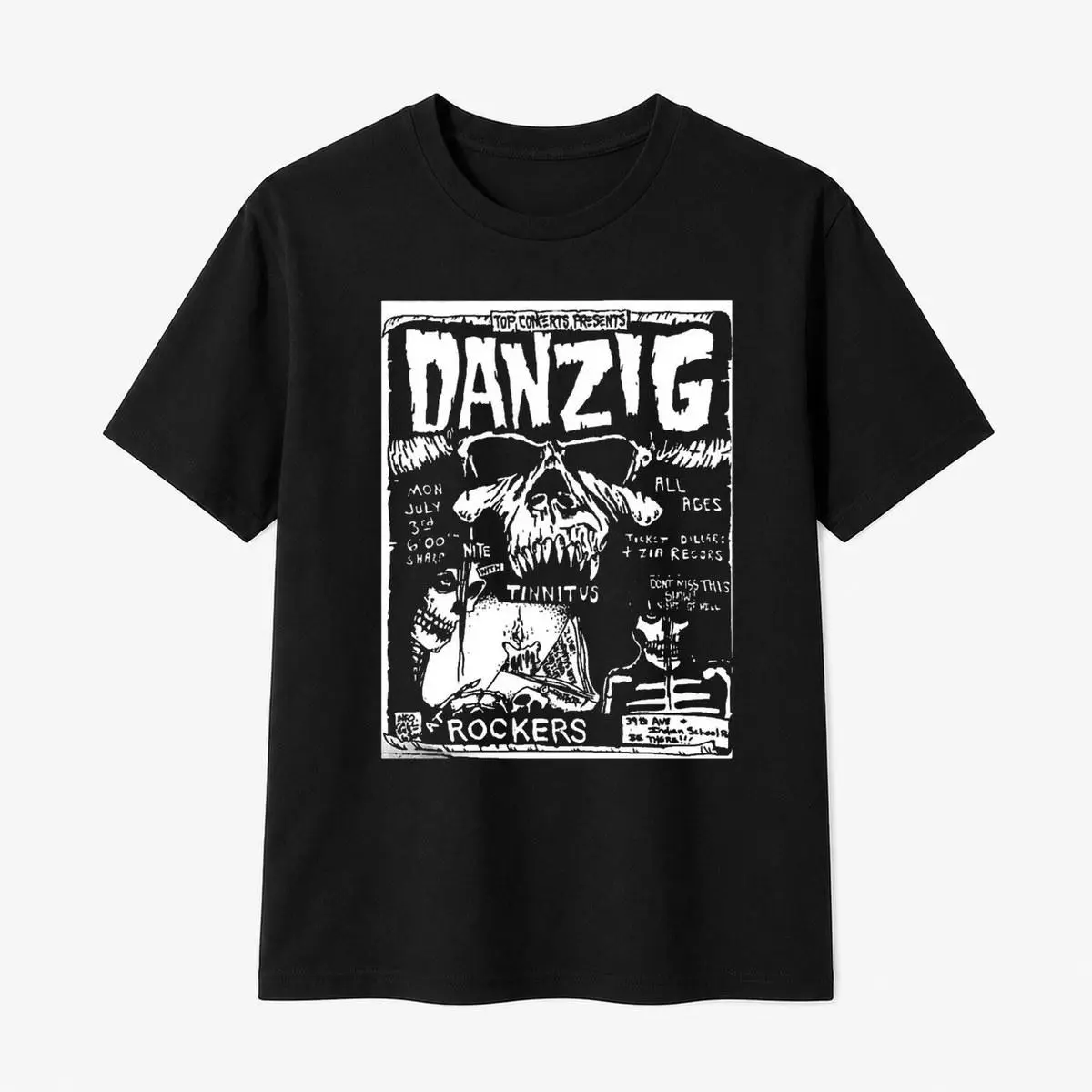 100% Cotton Men's Soft Cotton Men's Danzig Punk Rock Band T Shirt Featuring Vintage TV Poster Design and All Match Style