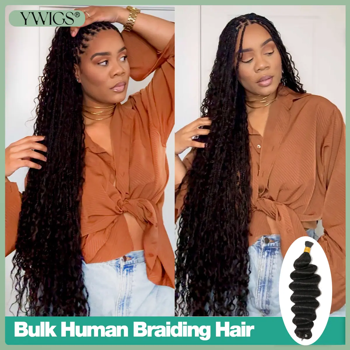 [YWIGS] Bulk Human Hair for Braiding No Wefted Natural Color - Human Hair for Boho Braids #backtoschool #backtoschoolshopping #sohochic