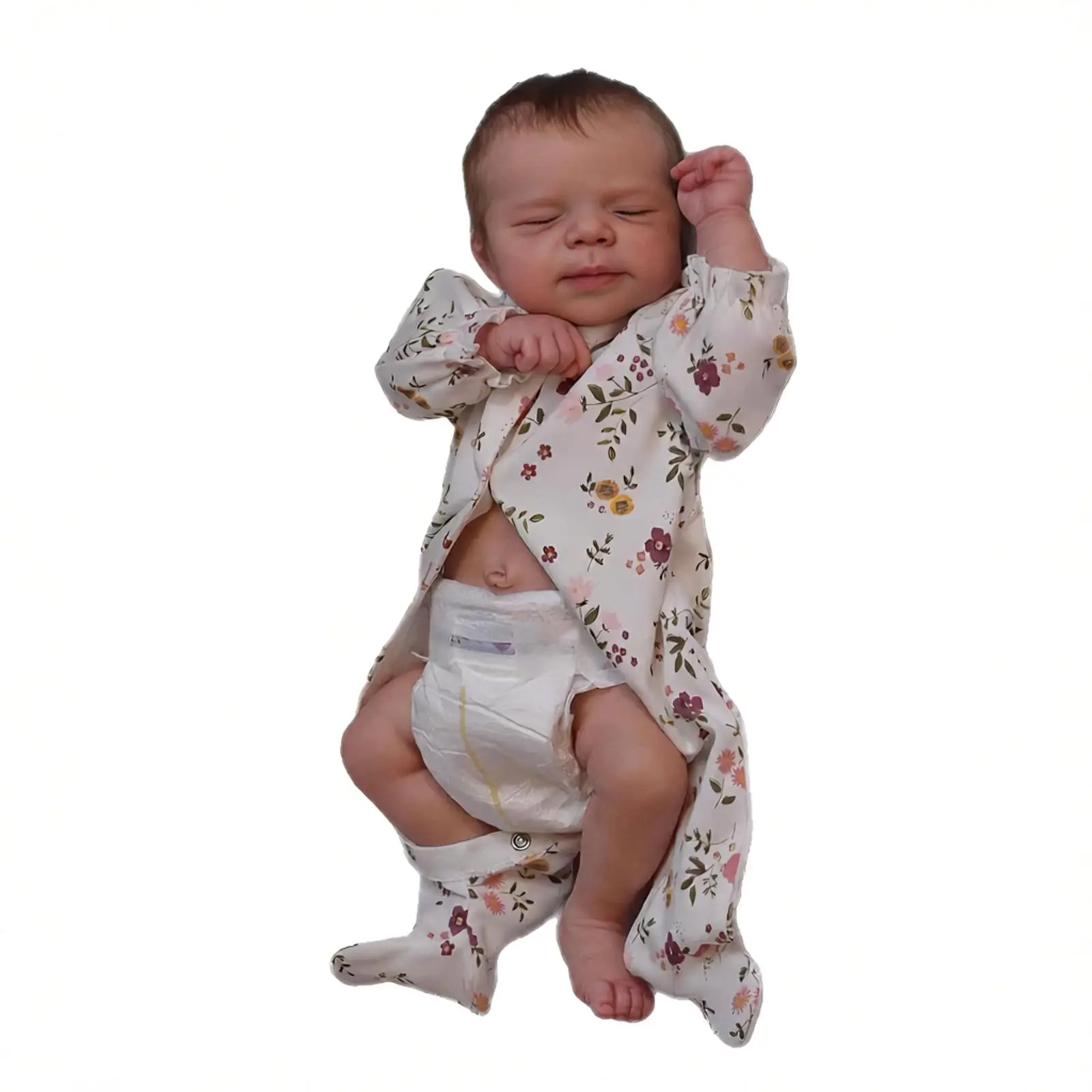 22-Inch Reborn Baby Doll, Vinyl Rebirth Doll, Manual Hair Transplant Soft Girl Body Simulation Baby, Printed Clothes, for 4+