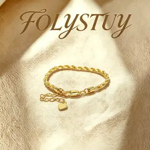 [8.11inch by 4mm Twisted bracelet][FOLYSTUY (W180)]Twisted bracelet, fashionable unisex accessory, daily wear, elegant design.