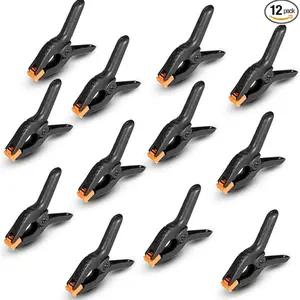 Spring Clamps 12 Packs, Spring Clips 4 inch Spring Clamp for Crafts and Professional Backdrop Clips, Plastic Clamps Clips for Backdrop Stand, Heavy Duty Clamps for Woodworking