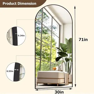 30x71 inch Wall Mount Arched Full Length Mirror-Aluminum Alloy Frame High Definition-Full Body Mirror for Bedroom or Living Room,Black