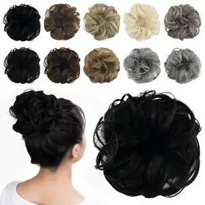 Messy Bun Hair Piece Wavy Curly Synthetic Chignon Scrunchies Fluffy Donut Thick Updo Elegant Chignon Hairpieces for Women Girls Ponytailwig Loose Wave Straight