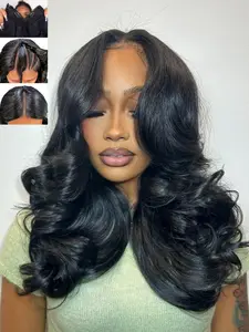 Quick Weave Layered Wavy U Part Wig, Medium Length, Glueless, Heat Resistant, Synthetic Fiber, Natural Look, for Women, Glueless Wigs