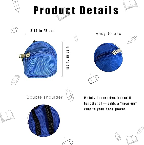 7 Inch Desk Goose Outfits, Purple Hoodie and Backpack Set, Mini Desk Goose Clothes, Fall Campus Themed Decor for Goose Lovers, Students and Coworkers Graduation Gift