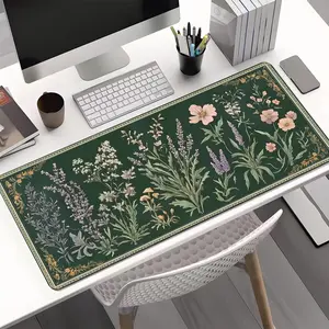 Floral Pattern Mouse Pad, Rectangle Gaming Mouse Pad, Non-Slip Rubber Base Mousepad, Office Desk Keyboard Mouse Mat for Home Office Game Room Desk, Office Girly Desk Accessories