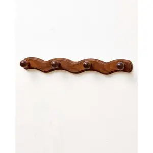 Coat Rack Wall Mount - 4Pack Walnut Coat Hooks for  Clothes,, Robes,Purse,Towels,Bags,Backpack, Modern Decorative Wall hooks Heavy Duty Hanger Organizer for Bathroom,Entryway & Bedroom