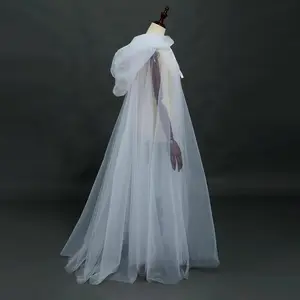 Black Friday Deal 🛍️ Limited Time Offer! 🎄 Christmas Gift for Cosplayers - White & Black Double-Layer Tulle Cape 🧛♀️, Bride Shawl/Witch Vampire Cosplay Cloak, Holiday Party Must-Have Costume Prop