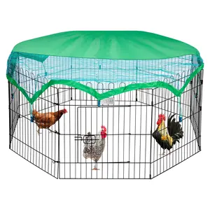 VIVOHOME Foldable Outdoor Backyard Metal Coop Chicken Cage Enclosure Duck Rabbit Cat Crate Playpen Exercise Pen with Weather Proof Cover