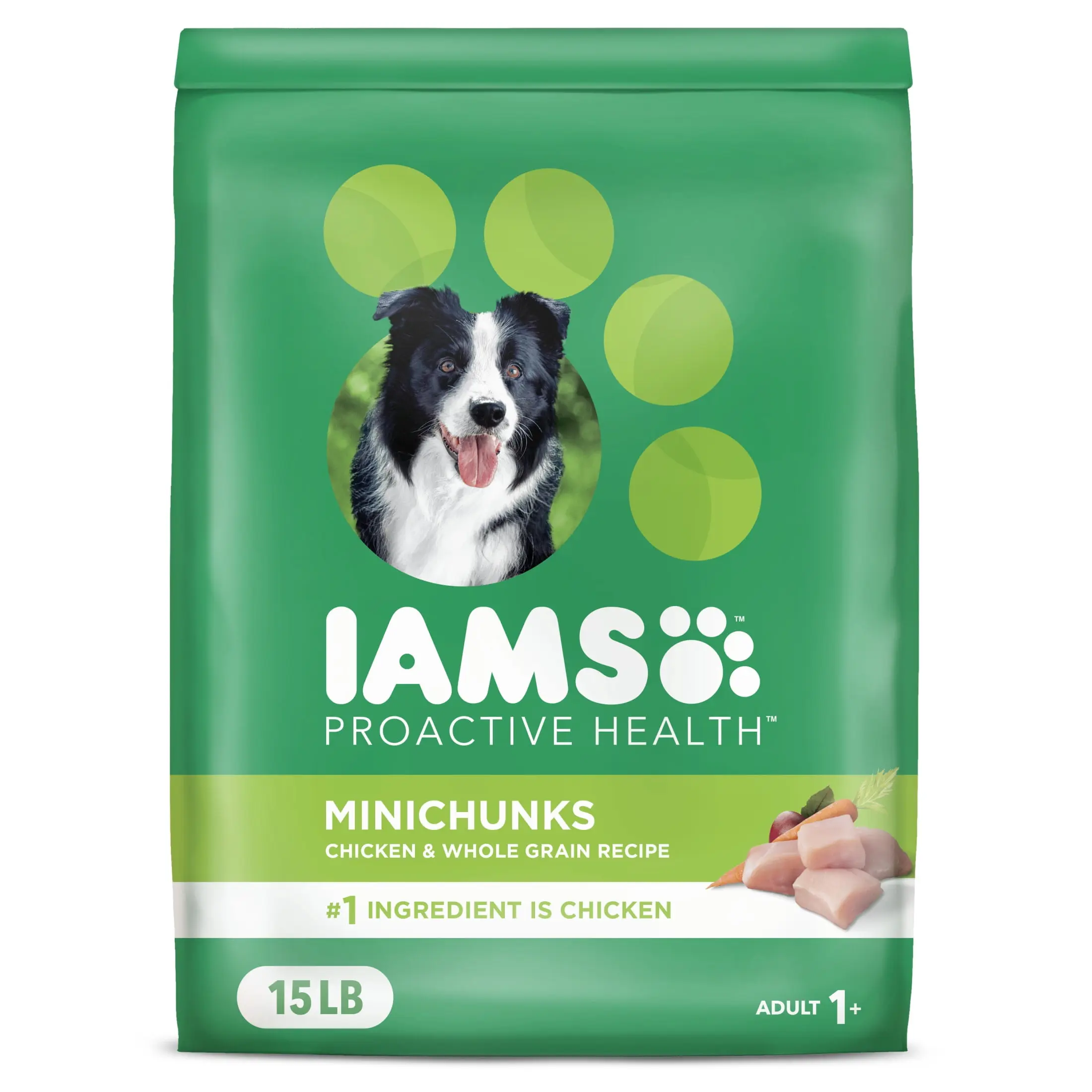 Iams Proactive Health Minichunks Adult Dry Dog Food For Muscle Support Real Chicken And Whole Grains 15 Pound Bag