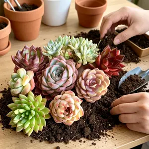 T57-6-Pack Succulent Set (1.5-2.5 Inch) – Assorted Large Succulents, Random Varieties, Easy Care Live Plants, Bare Root, Indoor Decor, Beginner Friendly