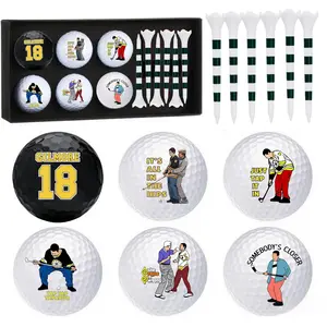13 Pcs Happy Gilmore Design Golf Balls Gifts Set 6 Golf Ball 6 Tees and 1 Box ,Funny Golf Ball and Tee Accessories Retirement Gifts for Dad Husband Grandpa Golf ball Enthusiasts Golf Pack