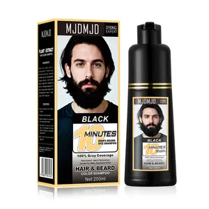 Men's 3-in-1 Black Beard & Hair Dye Shampoo ,Instantly darkens gray hair in 10 minutes,Beard color shampoo Simplifies graying,Reduces beard and mustache dye Contains botanical extracts For healthy facial hair Hair Care