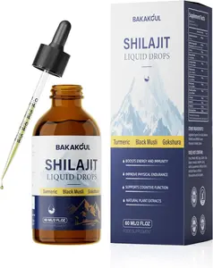 Shilajit Liquid Drops with Ashwagandha,Turmeric,Black Musli for Enhanced Energy & Immune Support,Shilajit for Men,Sugar-Free,2 Fl.Oz