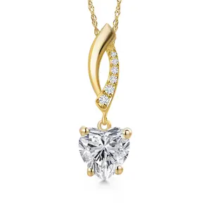 Gem Stone King 2.00 Ct IGI Certified Lab Grown Diamond Pendant Necklace For Women in 14K Yellow Gold | D-E Color | VS1-VS2 Clarity | Gold Necklace For Women | With 18 Inch Gold Chain
