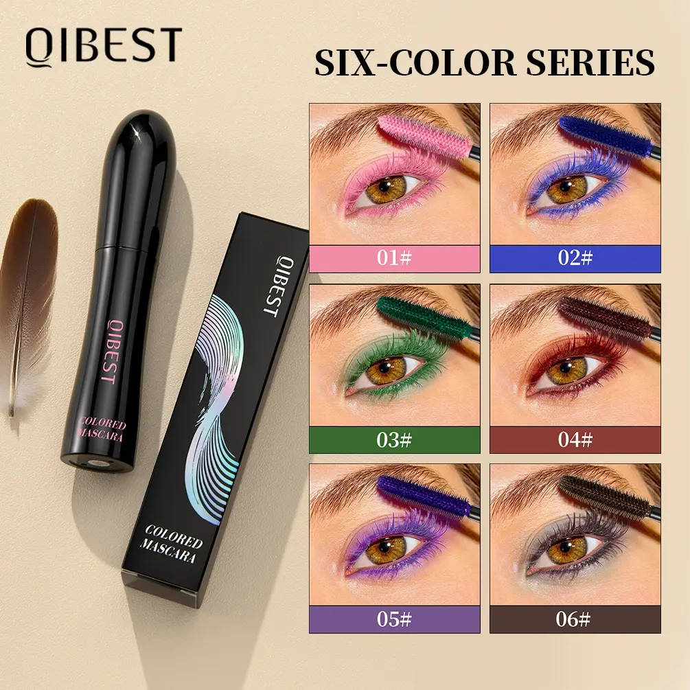 QIBEST Colorful Curling Voluminous Mascara, Waterproof Fast-Drying Formula for Multicolor Eyelash Extension Makeup, Long-Lasting Lash Styling Tool