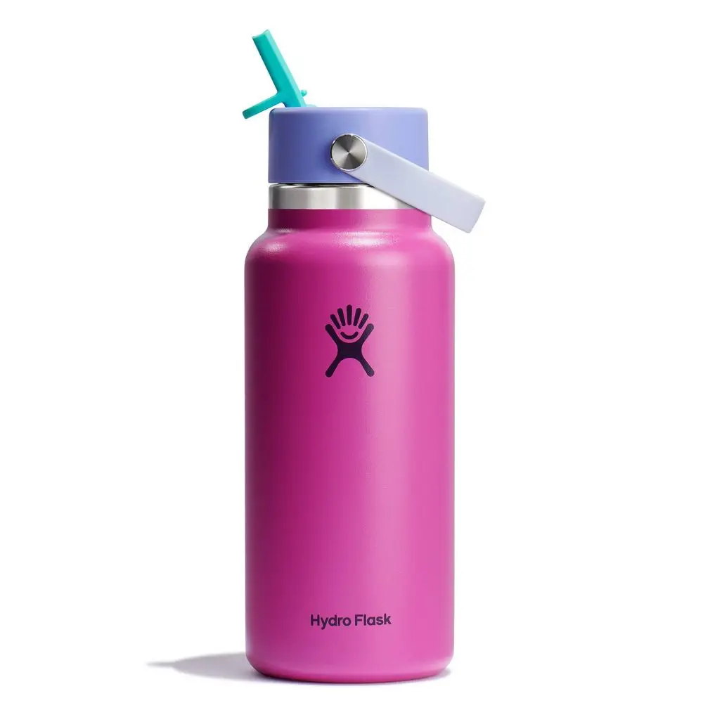 Hydro Flask 32oz Wide Mouth Flex Straw Water Bottle Holiday Punch: Vacuum-Insulated Leakproof Dishwasher-Safe
