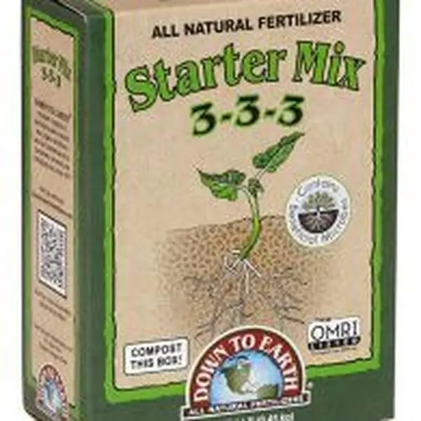 Down To Earth Starter Mix 3-3-3 Fertilizer- All Natural for Young Seedlings & Container Plants- 1lb