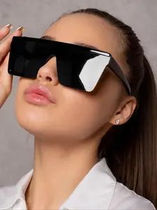 Unisex Simple Style Plain Color Sunglasses, Trendy Casual Sporty Sunglasses for Everyday Use, Fashion Accessories for Outdoor Activities, Stylish Glasses, Trendy Beach Eyewear