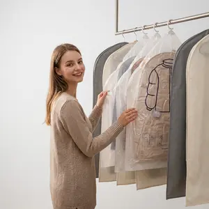 Hanging vacuum compression storage bags in multi-piece sets enhance the utilization of closet space in modern apartments