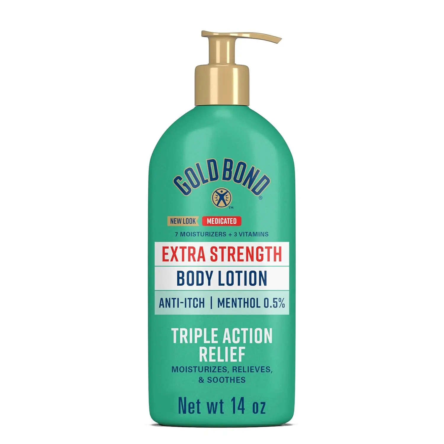Goldbond Extra Strength Medicated Body Lotion, Soothing Body Care with Aloe & Glycerin for Dry, Irritated Skin, Anti-Itch Relief, 14 oz, Aloe Body Lotions & Creams, Acne Relief Body Lotions & Creams