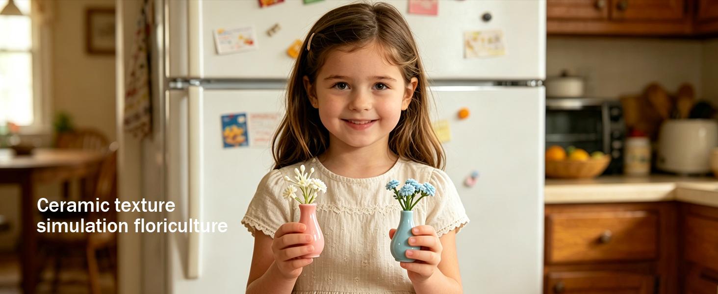 8 Pcs Aesthetic Mini Vase Magnets + FREE Surprise Flowers! Glass Set