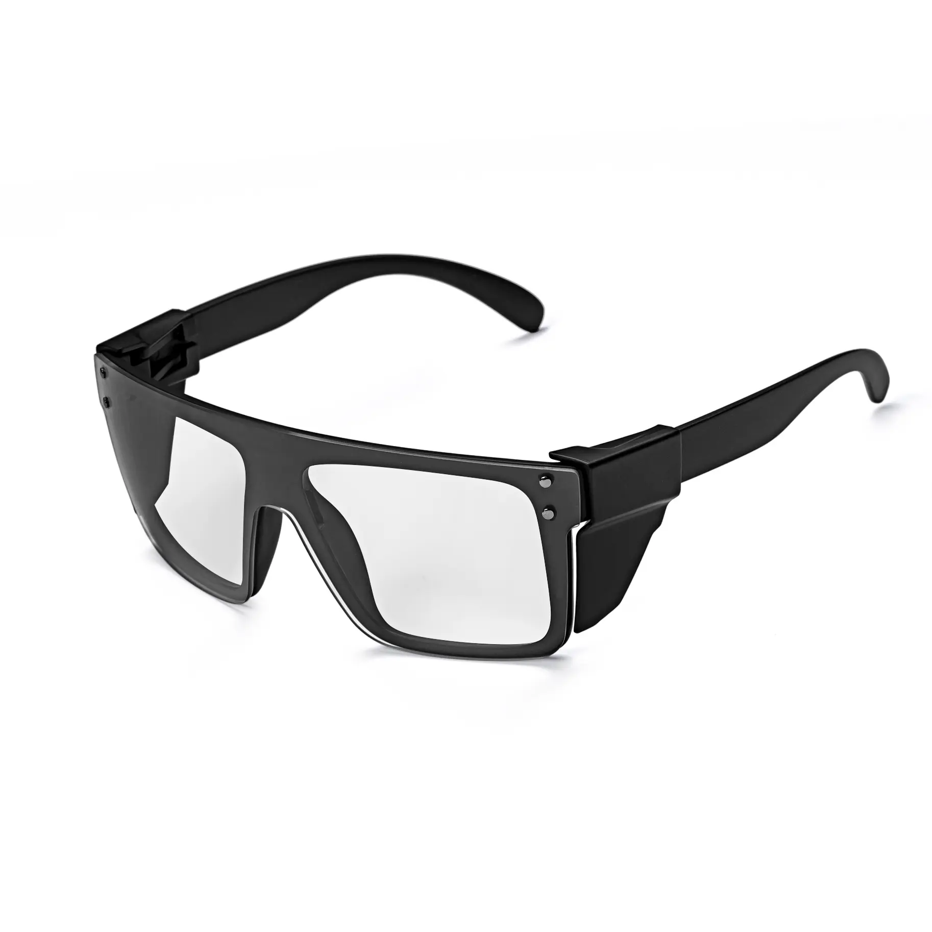 Matte Black Photochromic Anti-Blue Light UV400 Auto-Darkening Clear to Smoke Lens Transitional ANSI Z87.1 Safety Sunglasses with Removable Side Shields 142x156mm