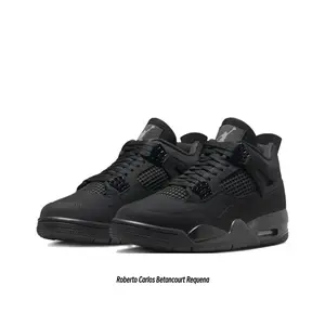 All-Black Suede and Mesh Mid-Top Retro Basketball Shoes