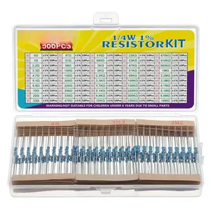 50 Values 1/4W 0 Ohm-10M Ohm +-1% Tolerance Metal Film Resistor Assorted 1/4 Watt Common Fixed Resistors Assortment Kit