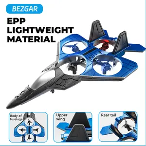 BEZGAR F-22 Raptor RC Jet | Remote Control Fighter Airplane Drone for Kids & Adults | Easy Stunt Plane with Lights | Beginner Toy Gift
