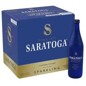 Saratoga Natural Sparkling Spring Water Beverage, 12-Pack Glass Bottles - 28 Fl Oz Carbonated Drinks