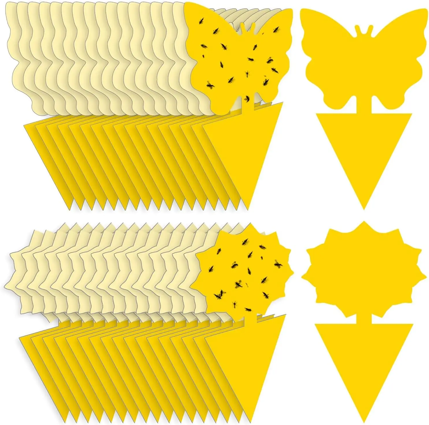 Pack of 30 Yellow Double-Sided Peel-and-Stick Pest Control Traps - Recyclable Paper Insect Catcher for Fruit Flies, Mosquitoes, Whiteflies, Aphids, Leaf Miners (Indoor/Outdoor Camping & Picnic Use)
