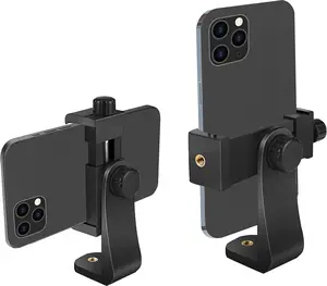Phone Holder/Vertical and Horizontal Tripod Mount Adapter Rotatable Bracket with 1/4 inch Screw, Adjustable Clip for iPhone, Android Cell Phone, Selfie Stick, Camera Stand