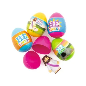 2 1/2" He Lives Toy-Filled Plastic Easter Eggs - 36 Pc.