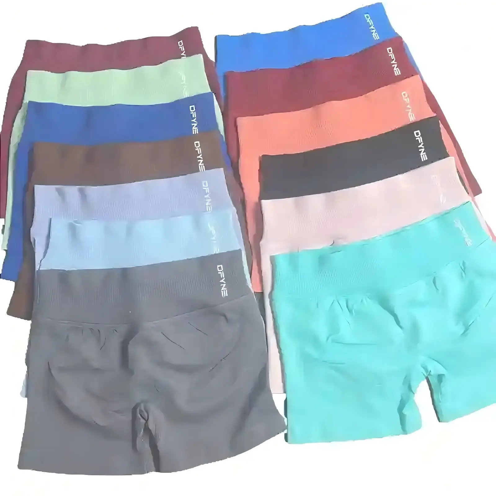 DFYNE Impact Shorts with Logo Low Waist Seamless Yoga Shorts Scrunch Bum Gym Shorts Workout Biker Shorts Stretch Fitness Clothing Shorts
