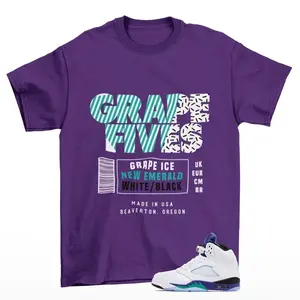 Sneaker Label Shirt Purple to Match 5 Retro Grape, Shirt to match sneaker Size S to 5XL