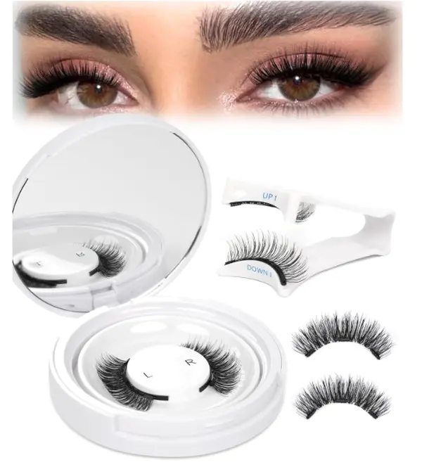 Magnetic Eyelashes Natural Look No Glue Reusable Magnetic Lashes with Applicator, Faux Mink Lashes Lightweight & Comfortable for Women Makeup with Mirror Case