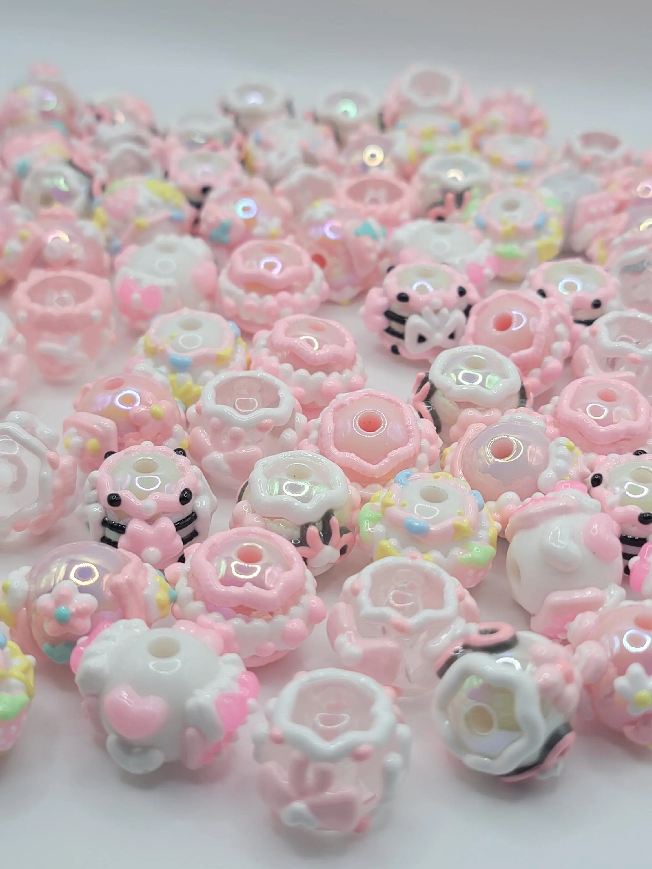 16mm Hand-Painted Beads, Pink Mixed Pieces, Beads for Jewelry Making (for DIY Beading & Jewelry Making Projects)