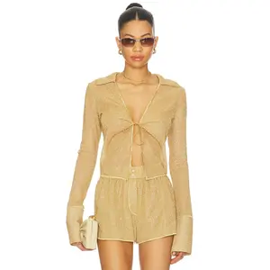 Oseree Lumiere Slim Shirt in Gold
