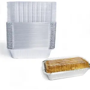 Disposable Loaf Pan with Lid for Baking - 1.5 Lb Disposable Bread Pans - Meatloaf Pans - 50  Foil Pans and 50 Clear  -  for Baking Cakes, Bread, Meatloaf...